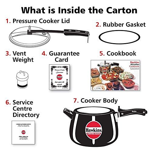Hawkins Contura Hard Anodised Black Inner Lid Pressure Cooker - With Handle, CB40, 4 L  Non Toxic, Non Staining