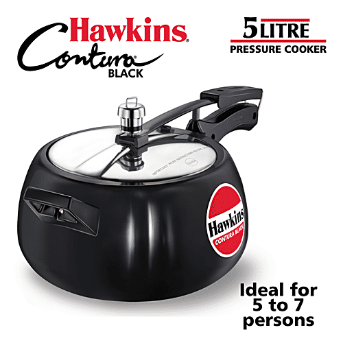 Hawkins Contura Hard Anodised Inner Lid Pressure Cooker - With Handle, Black, CB50, 5 L