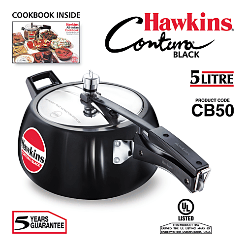 Hawkins Contura Hard Anodised Inner Lid Pressure Cooker - With Handle, Black, CB50, 5 L