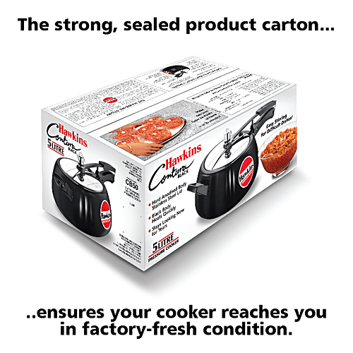 Hawkins Contura Hard Anodised Inner Lid Pressure Cooker - With Handle, Black, CB50, 5 L