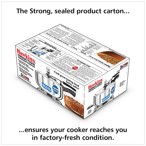 Hawkins Stainless Steel Inner Lid Pressure Cooker - Induction Base, With Handle, Silver, HSS3W, 3 L  Food Grade, Saves More Fuel