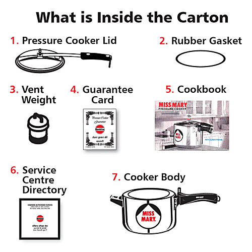 Hawkins Miss Mary Aluminium Inner Lid Pressure Cooker - With Handle, Silver, MM15, 1.5 l 100% Safe