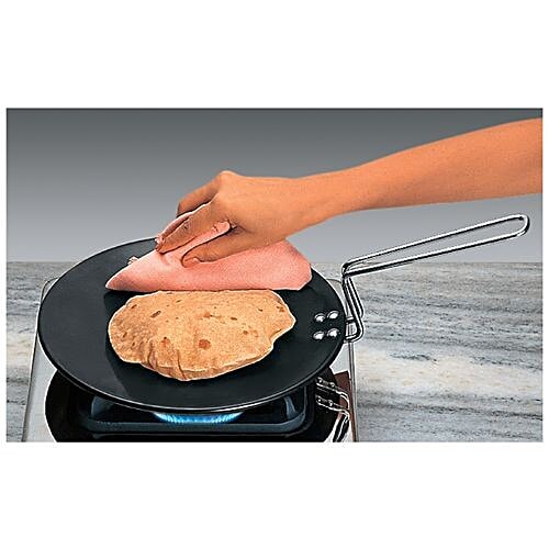 Hawkins Futura Hard Anodised Aluminium Roti Tawa/Griddle - 24 cm, 4.88 mm, Stainless Steel Handle, AT24, 1 pc  Non Toxic, Non-Staining