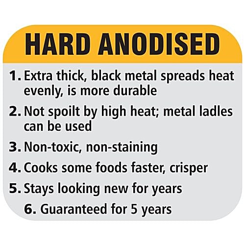 Hawkins Futura Hard Anodised Aluminium Tawa - 26 cm, 4.88 mm, Stainless Steel Handle, L52, 1 pc Non Toxic, Non-Staining