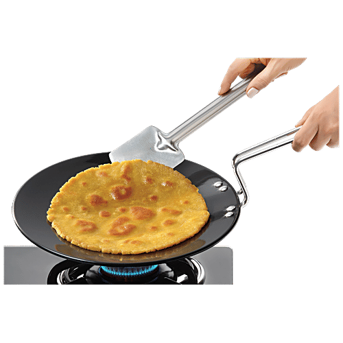 Hawkins Futura Hard Anodised Aluminium Roti Tawa/Griddle - 28 cm, 4.88 mm, Stainless Steel Handle, AT28, 1 pc  Non Toxic, Non-Staining