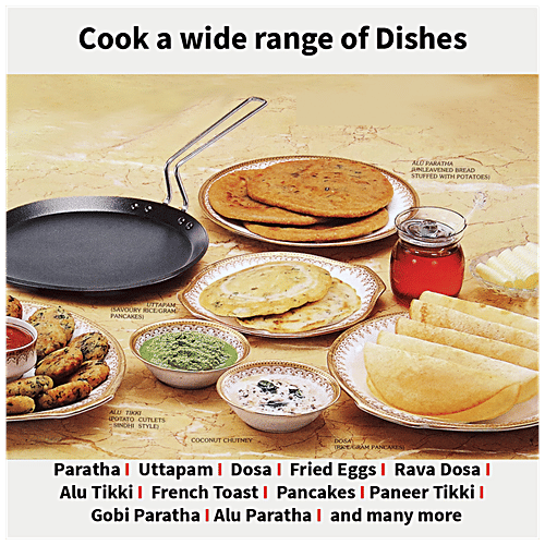 Hawkins Futura Hard Anodised Non-Stick Roti Tawa - 26 cm, 4.06 mm, Stainless Steel Handle, NT26, 1 pc Durable