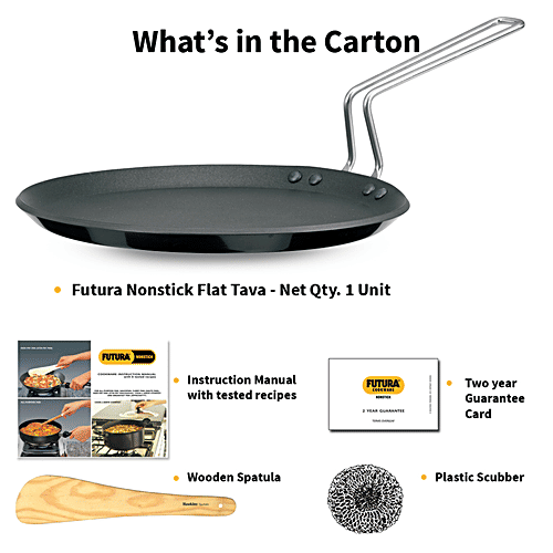 Hawkins Futura Hard Anodised Non-Stick Roti Tawa - 26 cm, 4.06 mm, Stainless Steel Handle, NT26, 1 pc Durable