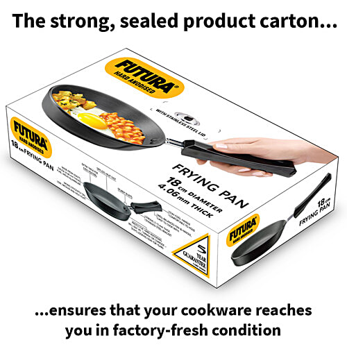 Hawkins Futura Hard Anodised Frying Pan With Steel Lid - Diameter 17 cm, Thickness 4.06 mm, Black, AF17S, 600 ml