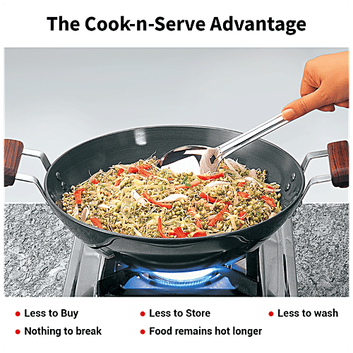 Hawkins Futura Hard Anodised Aluminium Deep Fry Pan/Kadhai - 26 cm, 4.06 mm, With Steel Lid, AK275S, 2.75 l  