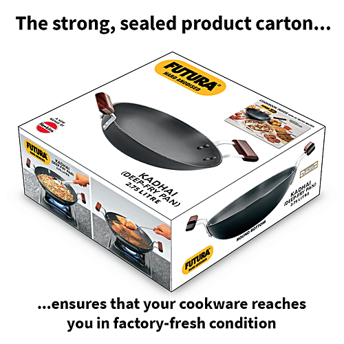 Hawkins Futura Hard Anodised Aluminium Deep Fry Pan/Kadhai - 26 cm, 4.06 mm, With Steel Lid, AK275S, 2.75 l  