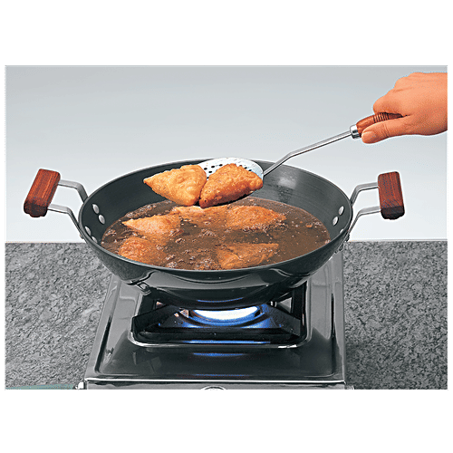 Hawkins Futura Hard Anodised Aluminium Deep Fry Pan/Kadhai - 26 cm, 4.06 mm, With Steel Lid, AK275S, 2.75 l  