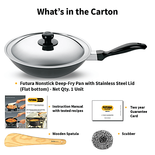 Hawkins Futura Hard Anodised Non-Stick Stir Deep Fry Pan - 26 cm, 3.25 mm,Steel Lid, NDL20S, 2 l  
