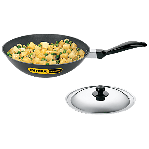 Hawkins Futura Hard Anodised Non-Stick Stir Deep Fry Pan - 26 cm, 3.25 mm,Steel Lid, NDL20S, 2 l  