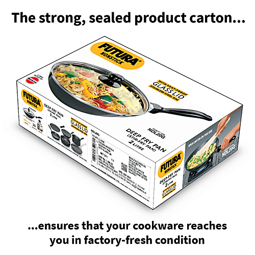 Hawkins Futura Hard Anodised Non-Stick Stir Deep Fry Pan - 26 cm, 3.25 mm, Glass Lid, NDL20G, 2 l  