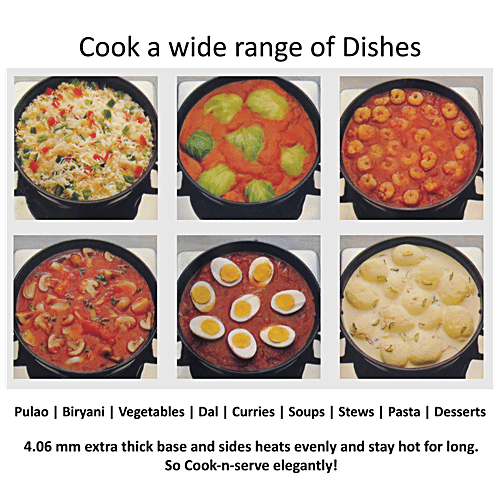 Hawkins Futura Hard Anodised Induction Base Cook N Serve Bowl/Handi - 24 cm,4.06 mm, With Lid, IACB30, 3 L  