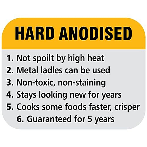 Hawkins Futura Hard Anodised Cook-N-Serve Bowl/Kadhai - 23 cm, 4.06 mm, Glass Lid, ACB50, 5 L  Non-Toxic, Non-Staining