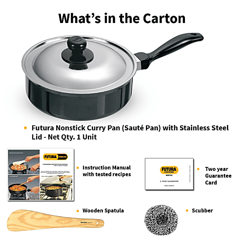 Hawkins Futura Hard Anodised Non-Stick Curry/Saute Pan - 24 cm, 3.25 mm, Stainless Steel Lid, NCP325S, 3.25 l  