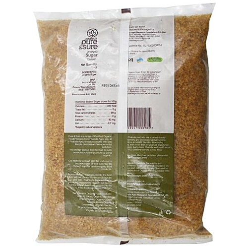 Phalada Pure & Sure Organic - Sugar/Sakhar Brown, 1 kg Pouch 