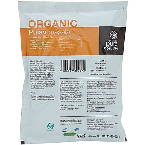 Phalada Pure & Sure Organic - Pulav Masala, 100 g Pouch 
