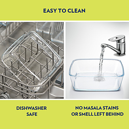 Borosil Square Glass Baking Microwave Safe & Oven Safe Dish - Borosilicate Glass, Transparent, 1.6 L  Microwave Safe