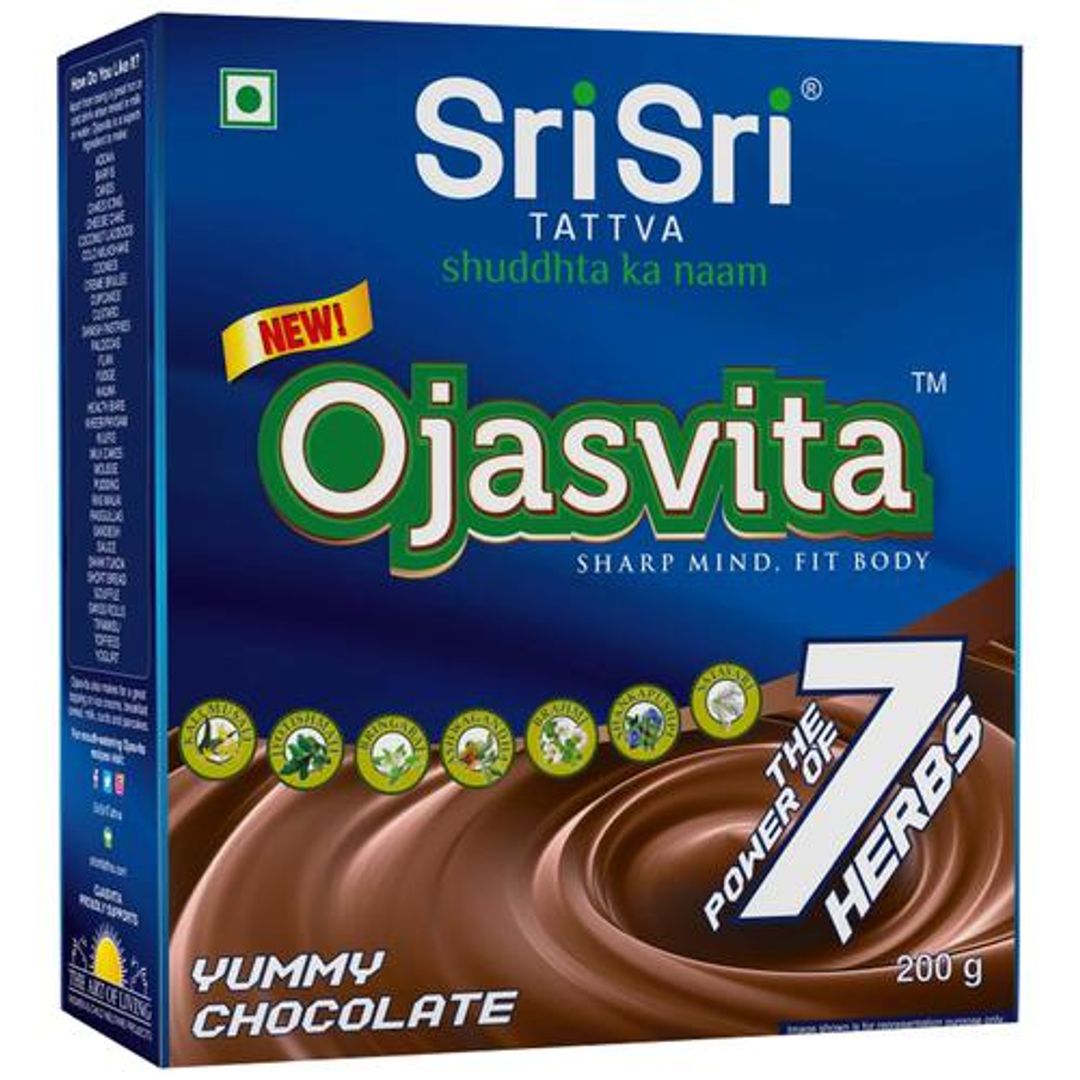 Sri Sri Tattva Ojasvita Chocolate Powder, 200g - Drink Mix for Sharp Mind & Healthy Body, 200g Carton