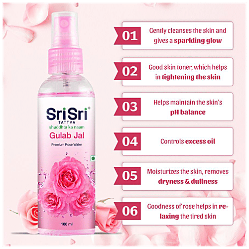 Sri Sri Tattva Gulab Jal/Rose Water, 100 ml Bottle 