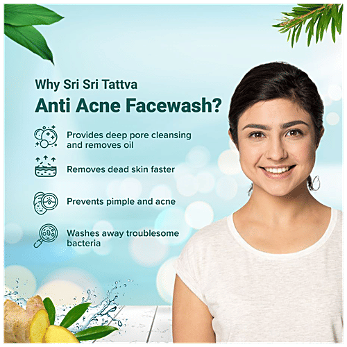 Sri Sri Tattva Anti Acne Face Wash, 60ml - Excess Oil Control for Acne Prone Skin - Controls Blackheads Whiteheads & Lighten Blemishes - Purifying Face Cleanser for Women & Men, 60 ml  