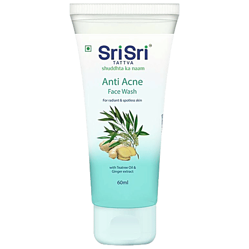 Sri Sri Tattva Anti Acne Face Wash, 60ml - Excess Oil Control for Acne Prone Skin - Controls Blackheads Whiteheads & Lighten Blemishes - Purifying Face Cleanser for Women & Men, 60 ml  