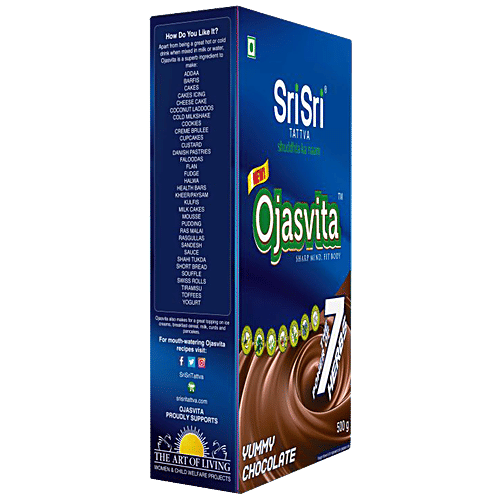 Sri Sri Tattva Ojasvita Chocolate Powder, 500 g - Drink Mix For Sharp Mind &  Body, 500 g Carton Power of the 7 Herbs