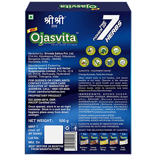 Sri Sri Tattva Sri Sri Tattva - Nutrition Drink - Ojasvita Strawberry Box, 500 g Carton 7 Power Herbs