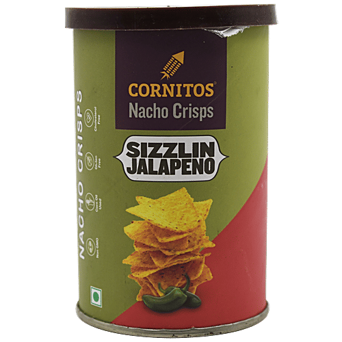 Buy Cornitos Nacho Crisps Sizzling Jalapeno 50 Gm Tin Online at the