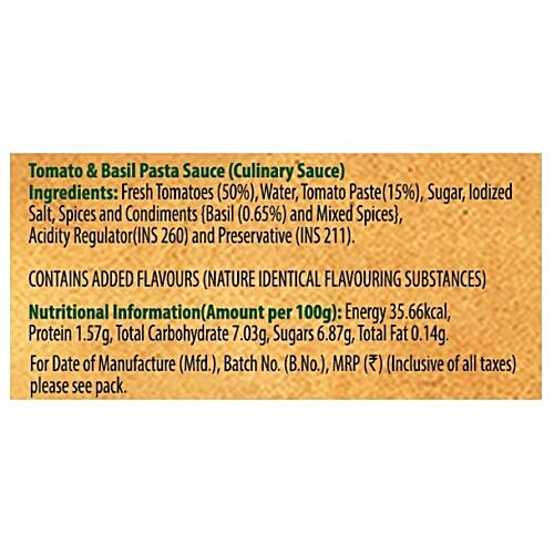 Buy Del Monte Pasta Sauce Tomato And Basil 350 Gm Online at the Best