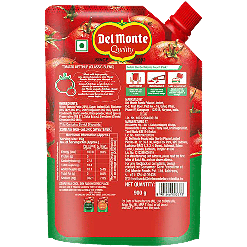 Del Monte Tomato Ketchup - Classic Blend, 900 g Pouch 
