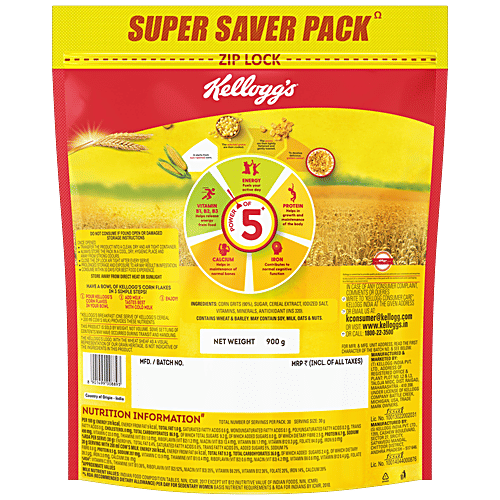 Kellogg's Corn Flakes - Original, High In Iron & B Group Vitamins, Breakfast Cereals, 900 g  Power of 5 (Energy, Protein, Iron, Calcium & Vitamins)