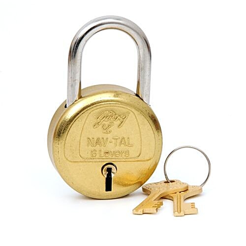 Buy Godrej Padlock NavTal 6 Levers Long Shackle Brass Online at Best