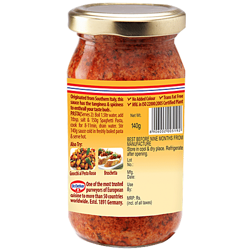 Dr.Oetker Funfoods Pesto Rosso Pasta Sauce, 140 g No Added Colour, Trans Fat Free