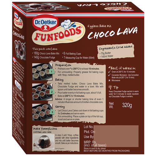Dr. Oetker FunFoods Eggless Bake Mix Choco Lava, 320 g  