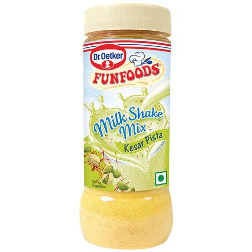 Dr. Oetker FunFoods Milk Shake Mix - Kesar Pista, 200 g Pet No Preservatives Added, Trans Fat Free