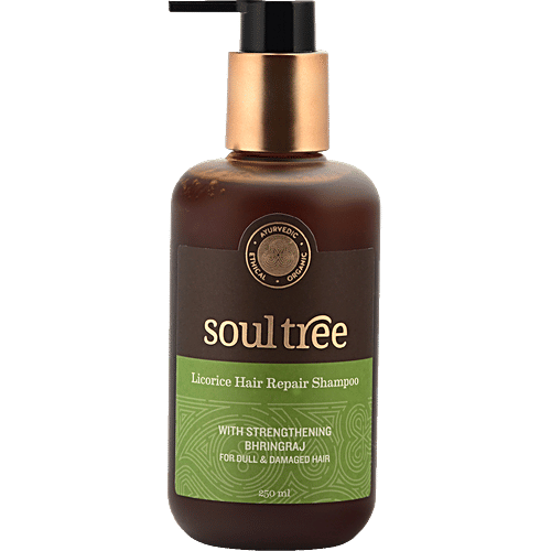 Soultree Ayurvedic Licorice Hair Repair Shampoo - with Strengthening Bhringraj, For Dull & Damaged Hair, 250 ml SLS & SLES Free