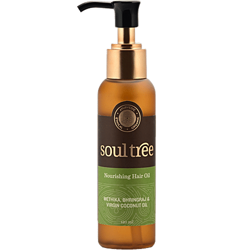 Soultree Ayurvedic Nourishing Hair Oil - Methika, Bhringaraj & Virgin Coconut Oil, SLS & SLES Free, 120 ml  SLS & SLES Free