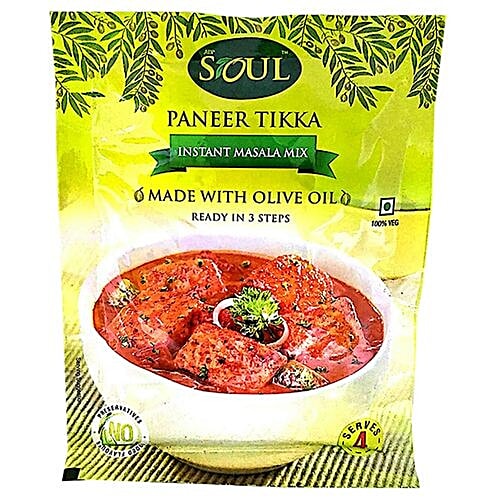 Soul  Paneer Tikka Instant Masala Mix - Made with Olive Oil, 70 g Pouch No Preservatives, No Added Flavours