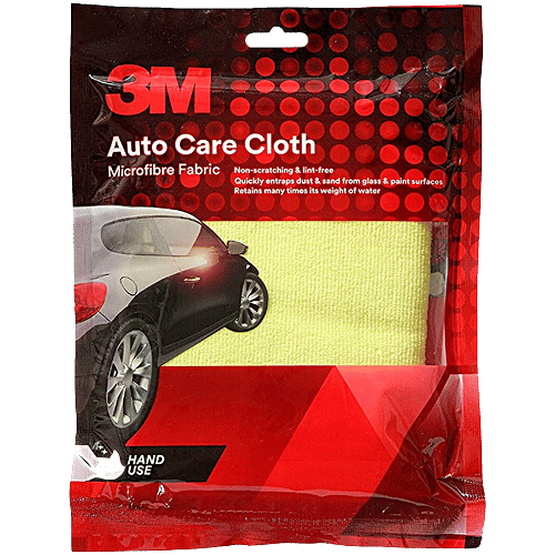 3M Auto Care Microfibre Fabric Cloth - Yellow, 1 pc Non-Scratching & Lint Free, Quickly Entraps Dust & Sand