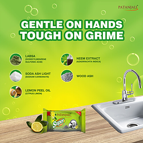 Patanjali Super Dishwash Bar, 145 g  