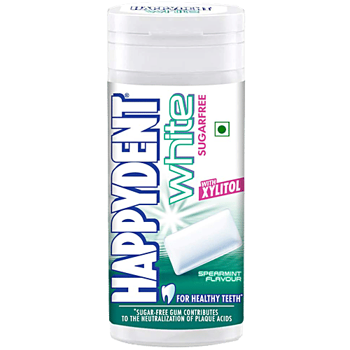 Happydent  White Sugarfree Spearmint Flavour Chewing Gum - With Xylitol, 24.2 g Tube 