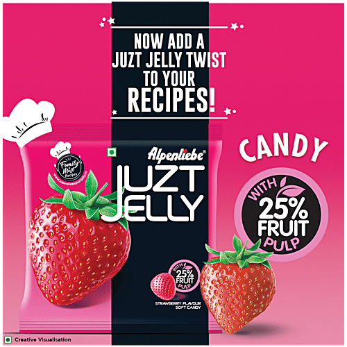 Alpenliebe Juzt Jelly Strawberry Flavour Soft Candy - With 25% Fruit Pulp, 140 g (40 pcs) 