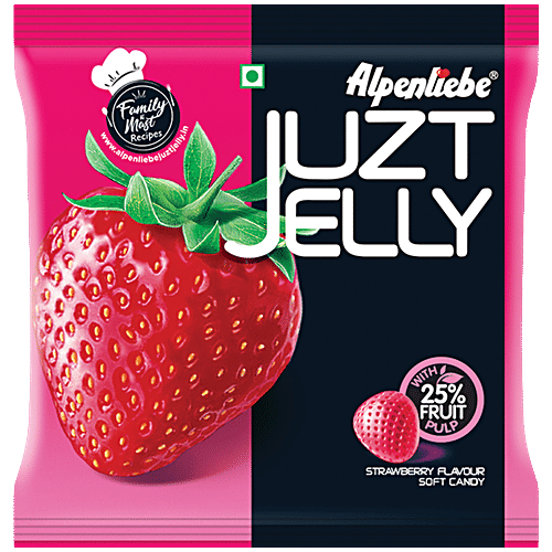 Alpenliebe Juzt Jelly Strawberry Flavour Soft Candy - With 25% Fruit Pulp, 140 g (40 pcs) 