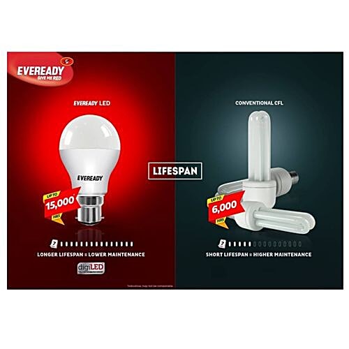 Eveready 7W LED Light Bulb, Energy Efficient With 4KV Surge Protection For 440 V, 100 Lumens, 1 pc  
