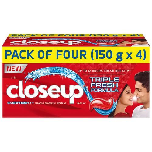 Close Up Everfresh+ Anti-Germ Toothpaste, 150 g (Pack of 4) Fresh Breath Up To 12 Hours