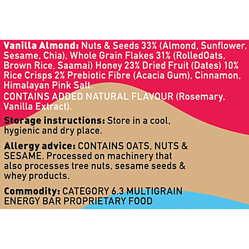 Yoga Bar Multigrain Energy Bar - Vanilla Almond, Healthy Snack, High In Protein & Fibre, 38 g (Pack of 10) High Fibre, High Protein