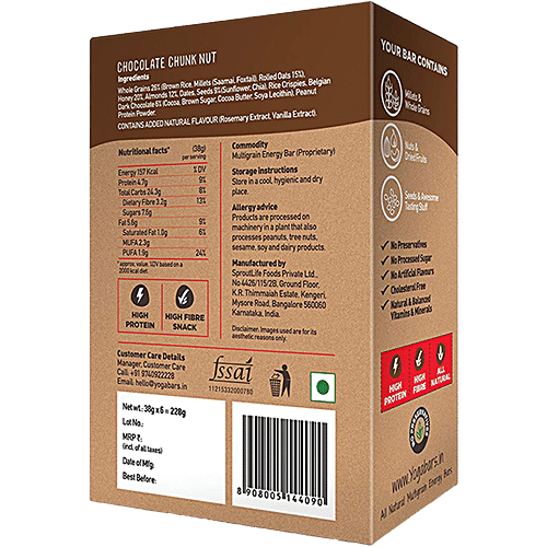 Yoga bar Multigrain Energy Bar - Chocolate Chunk Nut, 38 g Pack of 10 